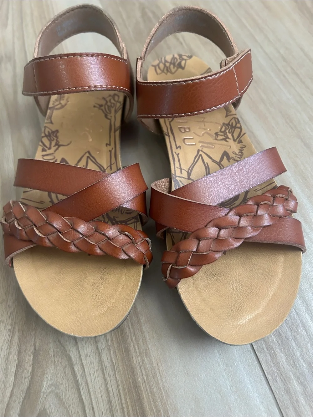 Brown Strappy Braided Sandals